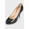 Black patent leather stiletto heels