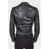 Leather asymmetrical zippered jacket