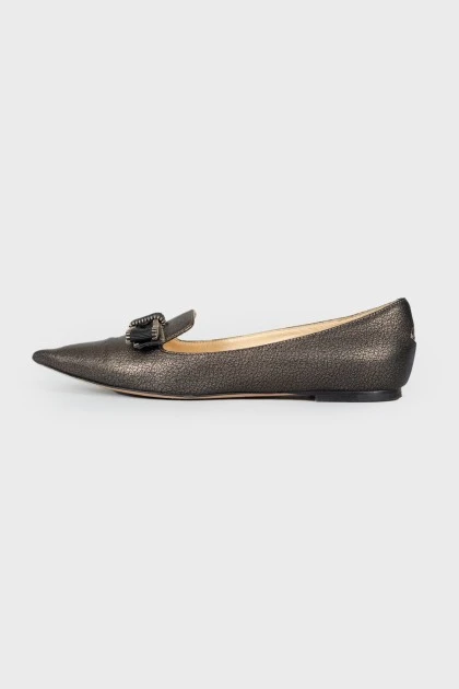 Grained leather balerinas 