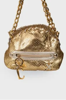 Gold textured leather bag