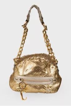 Gold textured leather bag