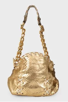Gold textured leather bag