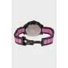 Black and pink rhinestone watch