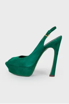 Emerald suede sandals