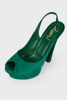 Emerald suede sandals