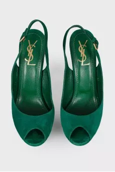Emerald suede sandals