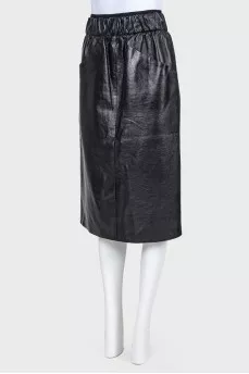 Leather skirt with pockets in front