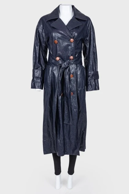 Dark blue double-breasted trench coat