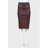 Leather skirt of a straight cut