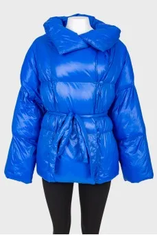 Blue jacket with a wide collar