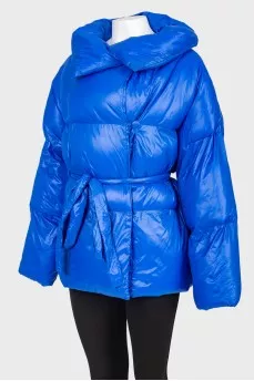 Blue jacket with a wide collar
