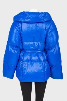 Blue jacket with a wide collar