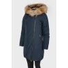 A down jacket with a fur hood