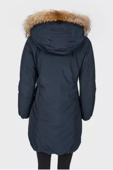 A down jacket with a fur hood