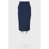 Straight skirt with a branded print