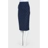 Straight skirt with a branded print