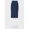 Straight skirt with a branded print