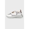 Silver embossed print sneakers