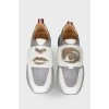 Silver embossed print sneakers