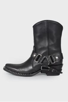 Cowboy style leather boots