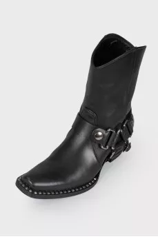 Cowboy style leather boots