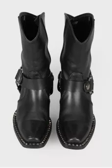 Cowboy style leather boots