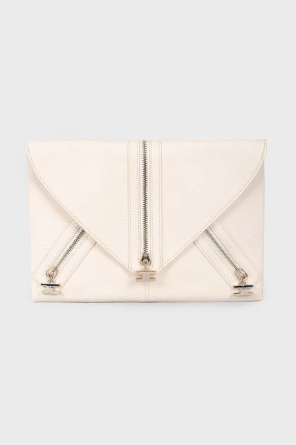 Cream clutch zippered bag