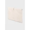 Cream clutch zippered bag