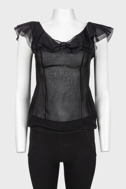 Semi-transparent ruffle top