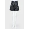 High-waisted leather shorts