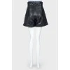 High-waisted leather shorts