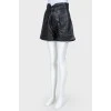 High-waisted leather shorts