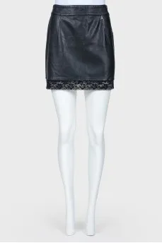 Leather skirt with lace