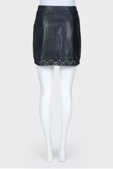 Leather skirt with lace
