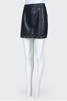 Leather skirt with lace