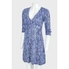 Blue patterned fitted dress