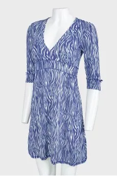 Blue patterned fitted dress