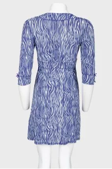 Blue patterned fitted dress