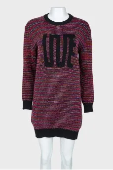 Dress with multi -colored weaving
