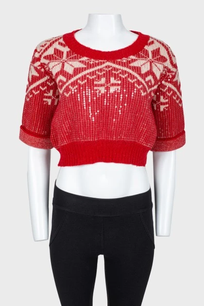Cropped sweater with sequins