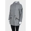 Gray hooded coat