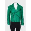 Leather jacket with embroidery from behind