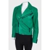 Leather jacket with embroidery from behind