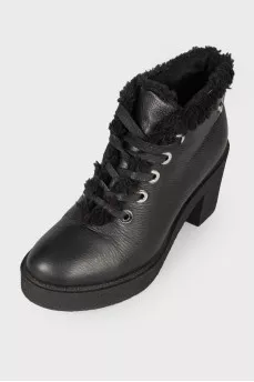 Leather boots on fur