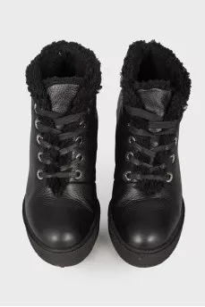 Leather boots on fur