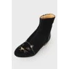 Velvet boots with a patch on the toe