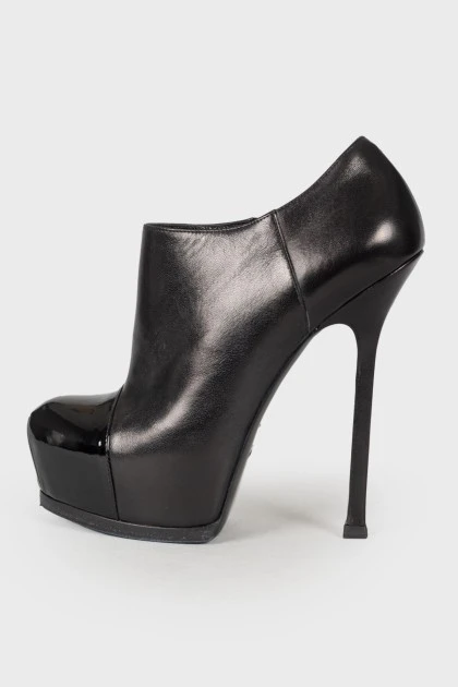 Patent toecap stiletto boots
