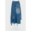 Asymmetric jeans skirt midi