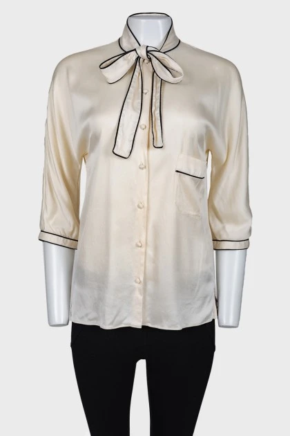 White silk blouse with bow