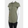 Embroidery and short sleeves shirt, with the tag